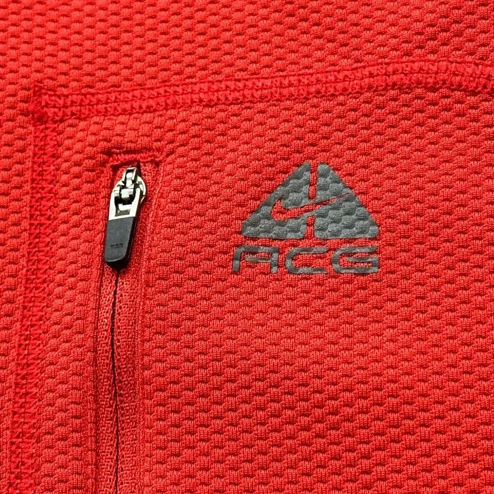Nike Sweater Mens Large Red Gray ACG Lightweight 1/4 Zip Pullover Outdoor